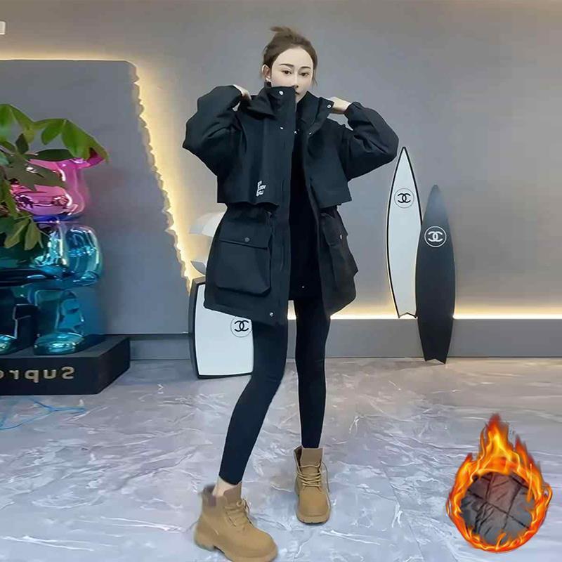 Workwear Parka down Cotton Jacket 2026 New Winter Mid-Length Waist-Cinched Women's Windbreaker Warm Coat Top