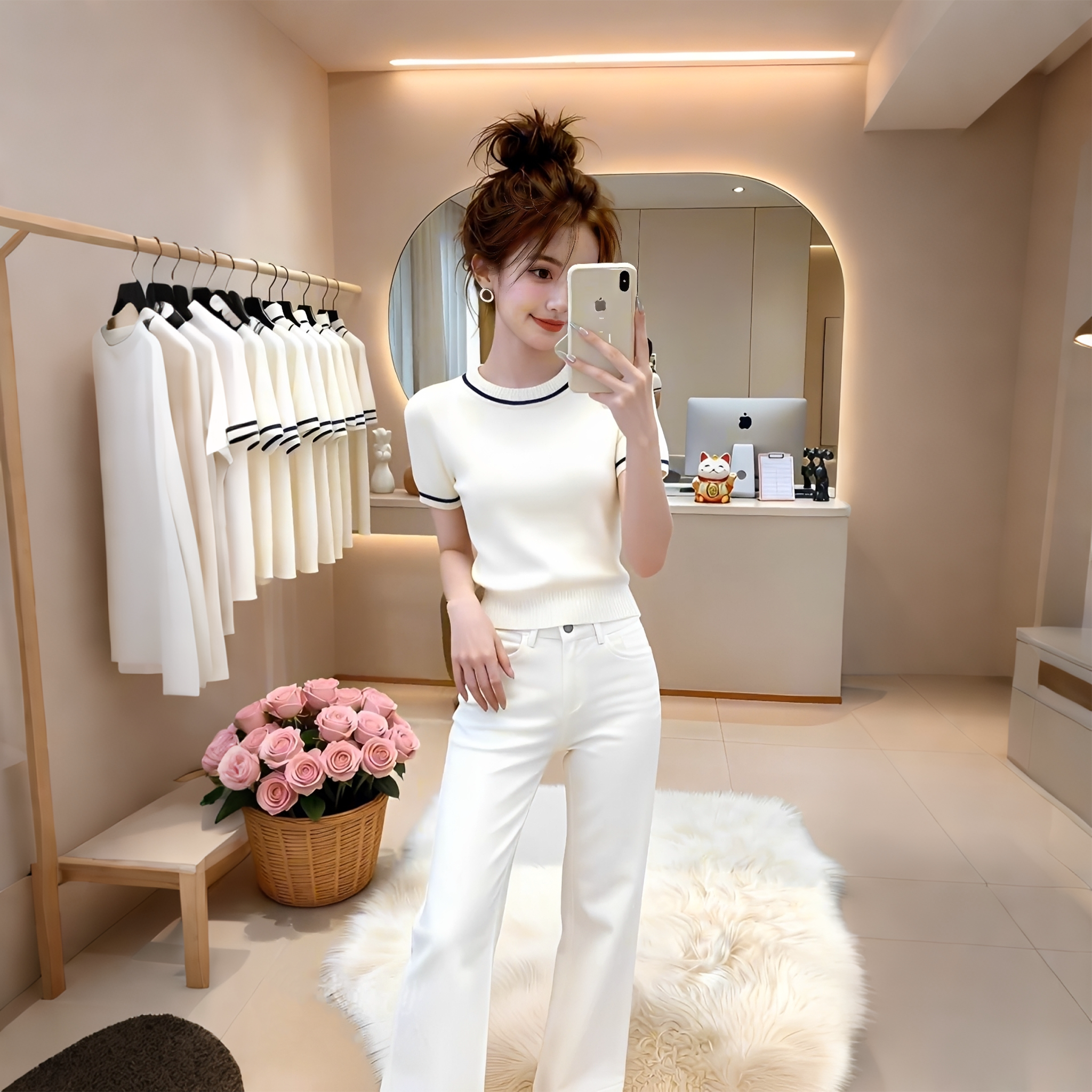 短袖t恤女2026新款时尚洋气减龄夏季新款独特漂亮设计感撞色上衣