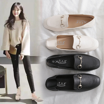 Single shoes womens 2022 new spring small leather shoes slip-on womens shoes lazy all-match loafers spring beanie shoes