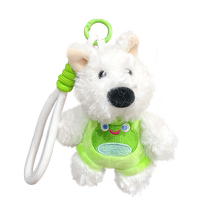 Green-buttoned West Highland Car Keychain Plush Doll Cute Scribbled Puppy Doll Personalized School Bag Pendant for Women