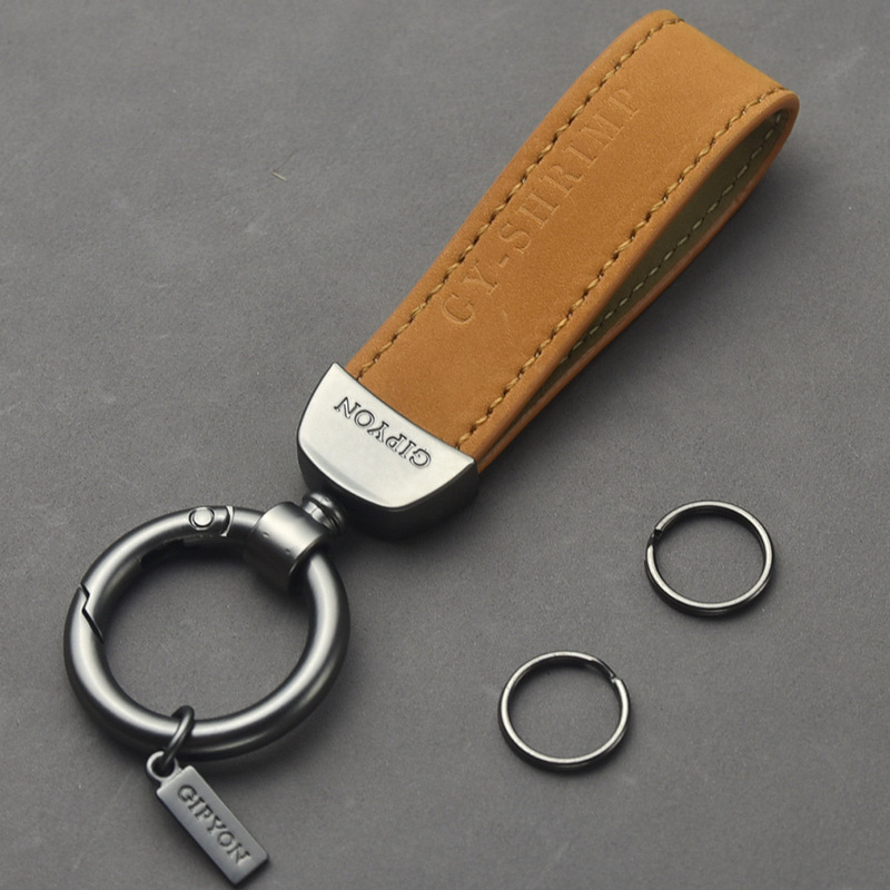 Exquisite and High-End Leather Bracelet, Simple Car Keychain Pendant, Chain Ring, Personalized Accessory for Men and Women, Couple's Ornament