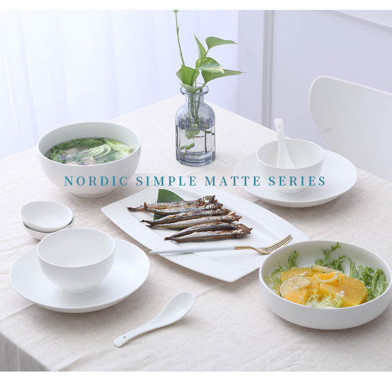 Ceramic dishes suit 4 people contracted 2 eat bowl chopsticks Nordic style tableware web celebrity ins sweethearts bowl dish