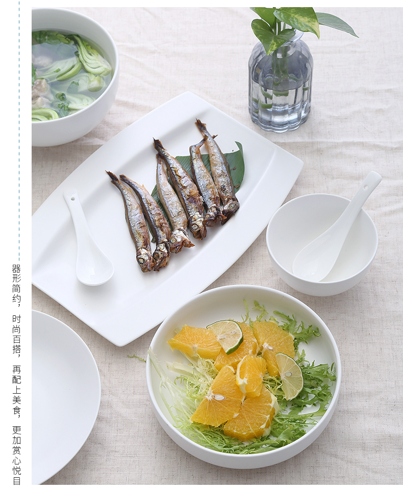 Ceramic dishes suit 4 people contracted 2 eat bowl chopsticks Nordic style tableware web celebrity ins sweethearts bowl dish