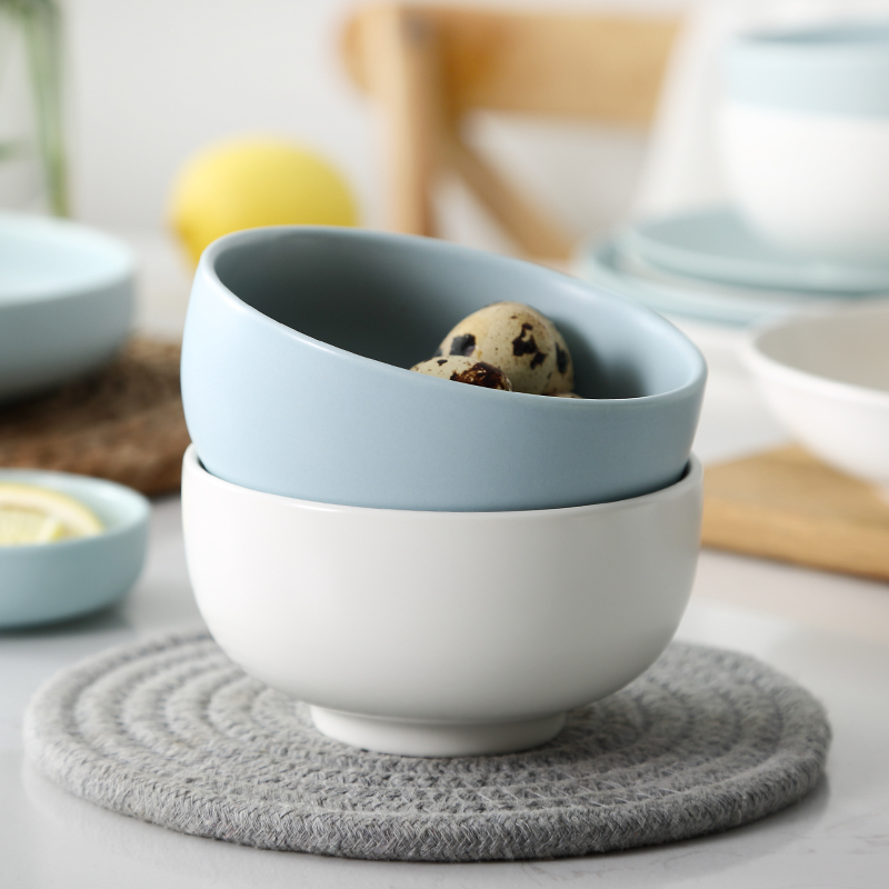 Minimalist web celebrity ins northern wind 4/6 people dishes suit household Japanese bowls plates ceramic plate combination