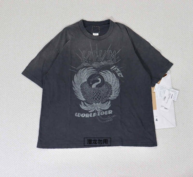 Haode Ma Visvi 23Aw Jumbo Crash World Tour Distressed Crane Short-Sleeved T-Shirt