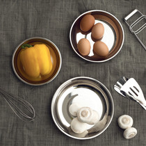 Stainless steel plate Household round dish plate soup plate Fish plate steaming plate dish plate