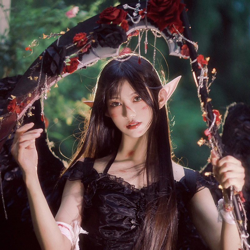 [Death Scythe] Hexagram Original Lolita Handmade Halloween Lo Gothic Dark Rose Scepter Prop