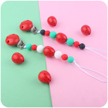 New Infant Supplies Cartoon Strawberry Tooth Gum Creative Baby Silicone Bead Bites Grind Teeth Nipple Chain Anti Fall Chain