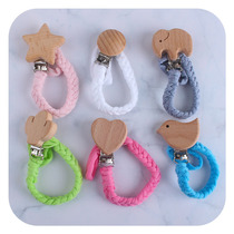 Mother & Baby Supplies Burst Animal Beech Wood Pacifier Clips DIY Baby Creative Pure Hand Woven Nipple Rope Anti Fall Chain
