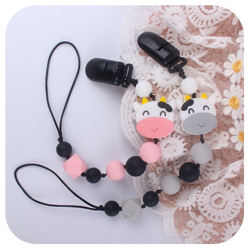 Baby Supplies Silicone Cow Appeasement Pacifier Chain Precious teeth Tooth Stick Goodenware Anti Fall Chain Amazon New Anti-Loss Chain