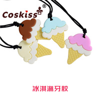 Food grade silicone baby soothing necklace pendant ice cream baby tooth cream baby tooth gum FDA baby molar pendant