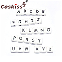 Silicone English alphabet beads Paffin chain DIY alphabet beads 12MM silicone alphabet bracelet necklace accessories
