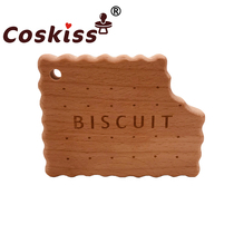 Baby Beech Wood Grindle Biscuits Appeasement Pacifier Chain Necklace Children Toy Bites Legume Gum