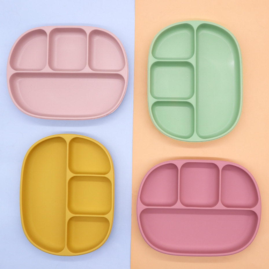 2021 new products Baby products Baby one-piece Silicone Quagel Bread Easy To Wash and Fed Food Suction Cup Dinner Plate