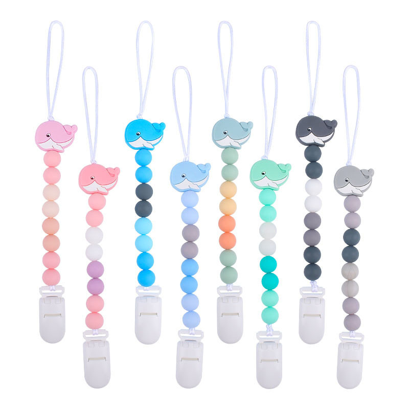 Amazon's new baby silicone Silicone Whale Nipple chain Baby bites the tooth grinding chain to appease the goodenware anti-fall chain