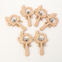 2021 new beech wood rabbit rocking bell wooden large bell DIY baby toy ornament swing with spot amount