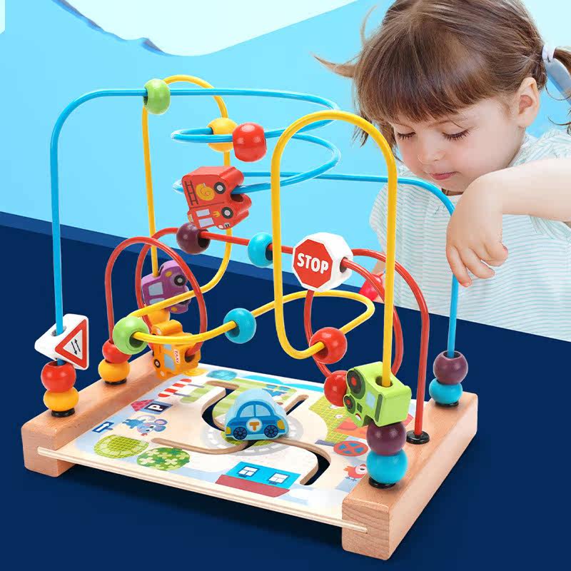 Children's Wooden Maze Walking Traffic Animal Ocean Beads Beads Educational Hand-Eye Coordination Toy - Taobao