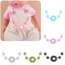 Baby Cartoon Flowers Necklace Creative Baby Silicone Bead Bites Grind Teeth Can Chew Pure Handmade Pendant Necklace