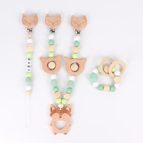 Amazon DIY Baby Beech Wood Pacifier Chain Volume Fox Clip Grinders Grinders Rings Rattle Toy Three Sets