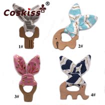 Baby Grinders Toy Beech Wood Animal Baby Tooth Gum Rabbit Ears Wood Ring Tooth Ring Baby Grinders