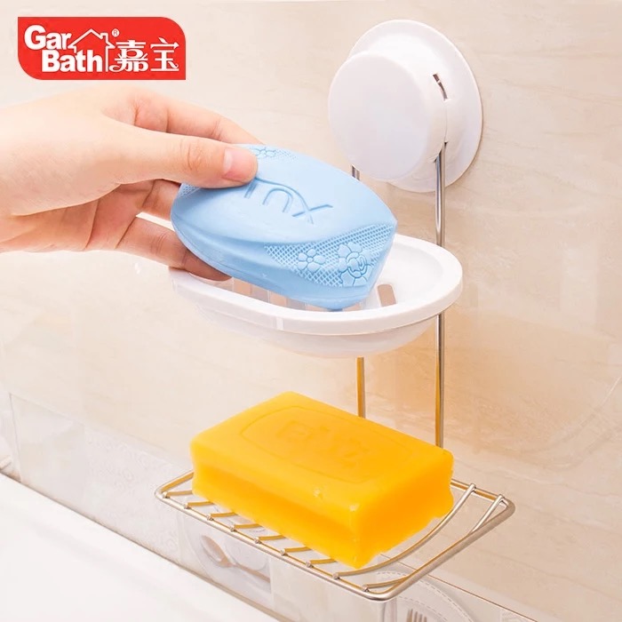 Carabao Suction Cup Soap Rack With Lid Stainless Steel Travel Eurostyle Creative Soap Case Soap Box Drain shelf wall-mounted