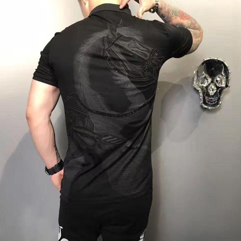 2019 Spring / Summer mới xu hướng yattering ngựa thêu Paul áo ve áo áo POLO ngắn tay T-shirt áo sơ mi nam