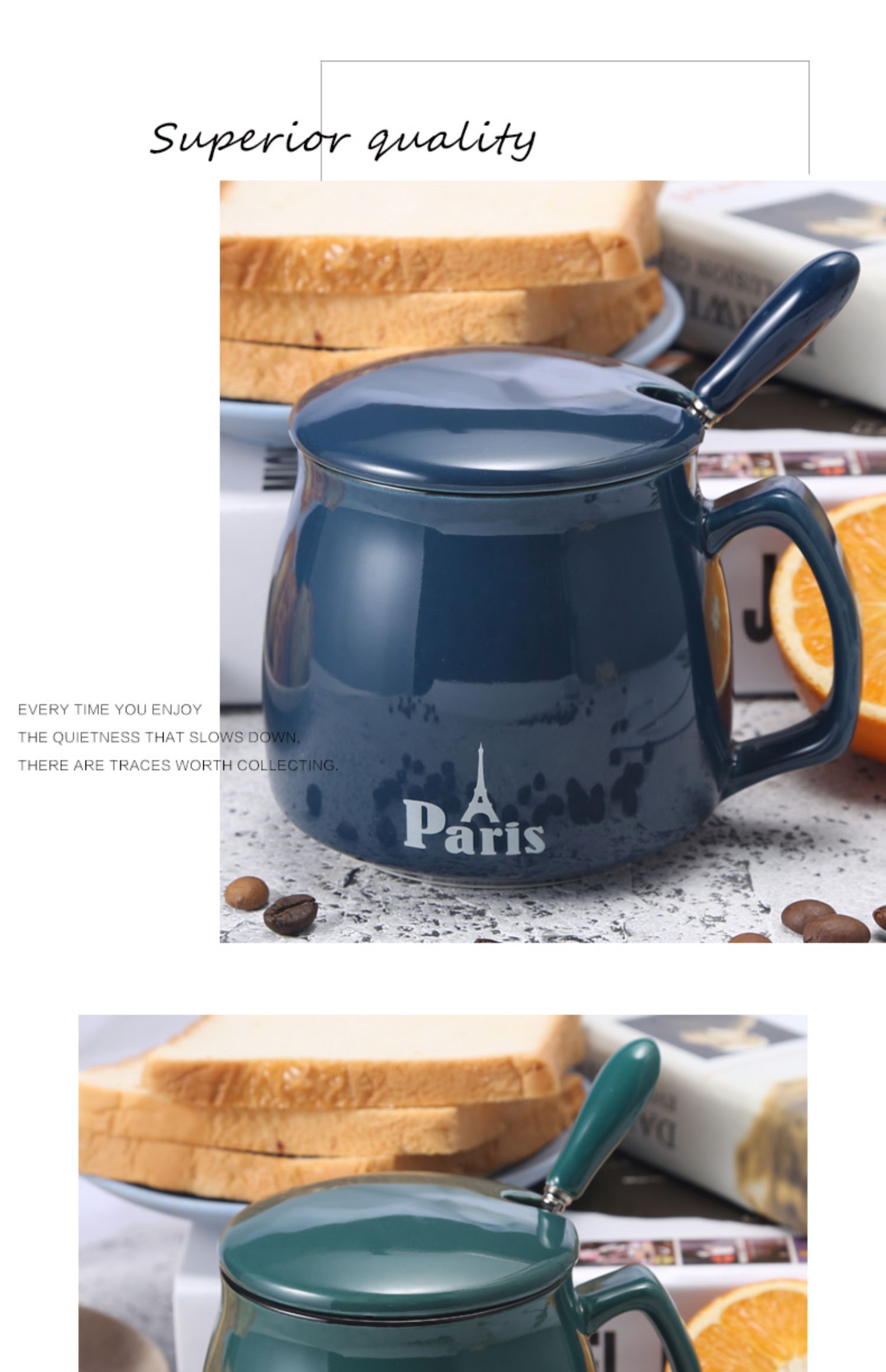 Cốc sữa cốc sáng tạo logo tùy chỉnh bữa ăn sáng gốm với nắp muỗng cà phê lớn cốc đôi đơn giản - Tách bình tập uống nước cho bé