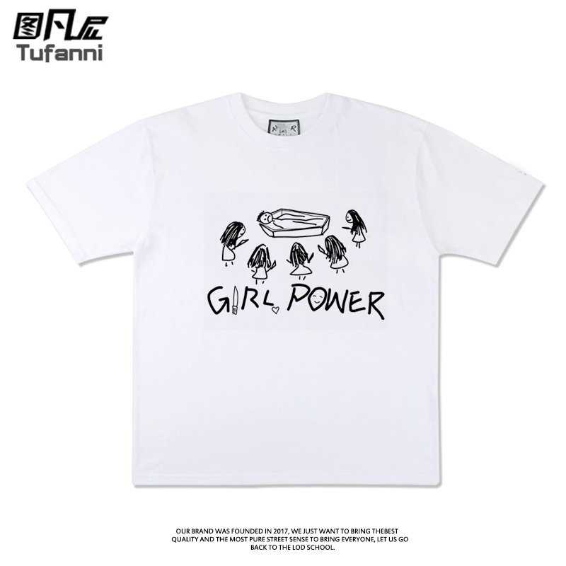 Girl Power Pure Cotton Funny Feminist Short-Sleeve T-Shirt Summer Niche Half-Sleeve Regular Shoulder Girl Power Pure Cotton Funny Feminist Short-Sleeve T-Shirt Summer Niche Half-Sleeve Regular Shoulder