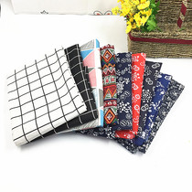 Small fresh blue and white linen printed plaid tablecloth kindergarten classroom wall background decoration Chinese style environmental creation