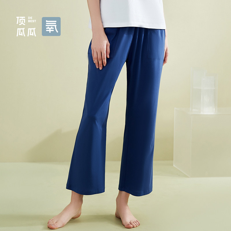 Top melon melon Ice Oxygen Cotton Spring Fall Sleeping Pants Can Outwear Pure Cotton Single Pants Loose Broadleg Long Pants Top Pip