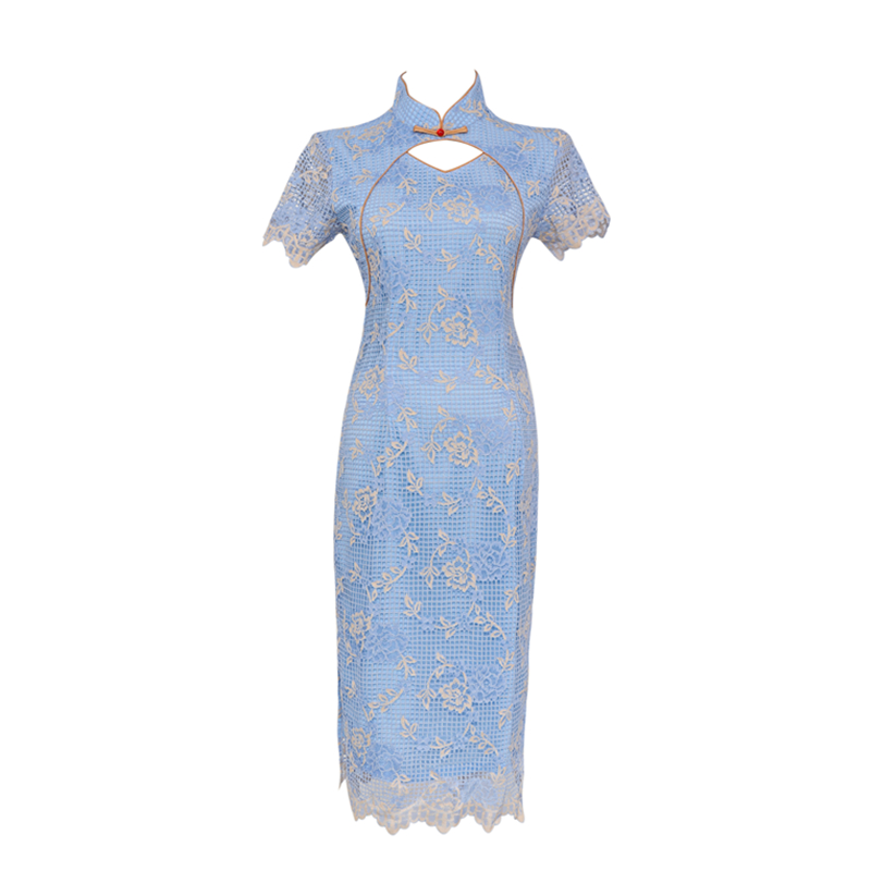  XL+Blue mid -long lace S5033  
