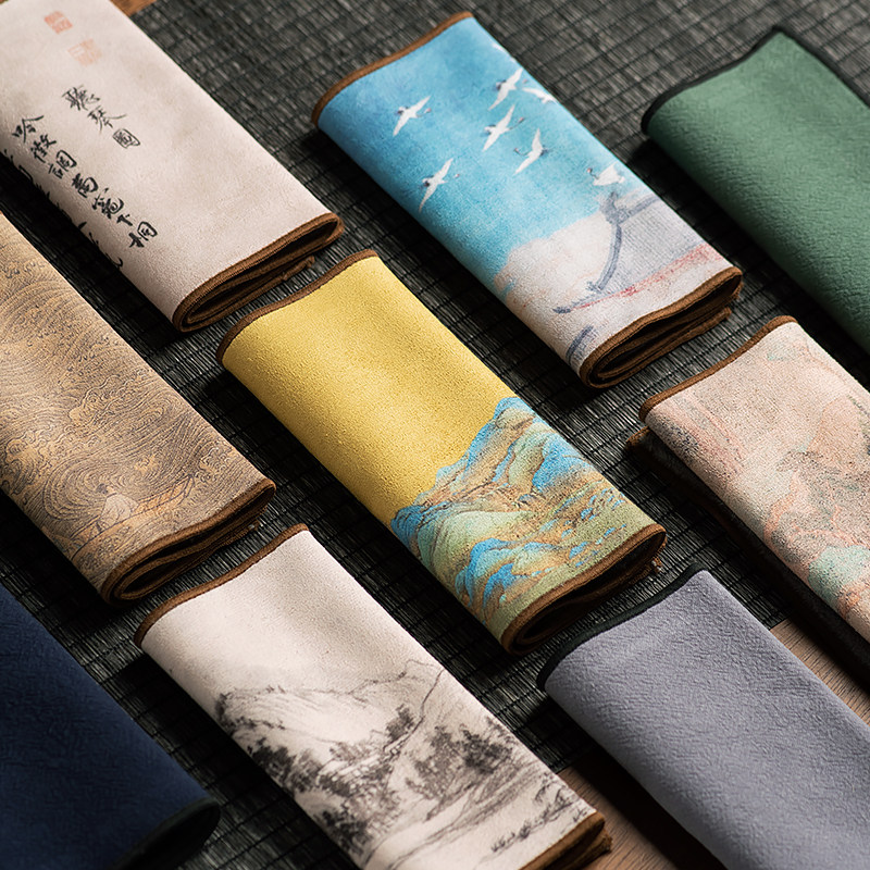 Thickened absorbent tea towels tea cloth cushions Chinese style Zen tea table cloth upscale Kettle Towel Tea Mat Tea Table Tea Set Accessories