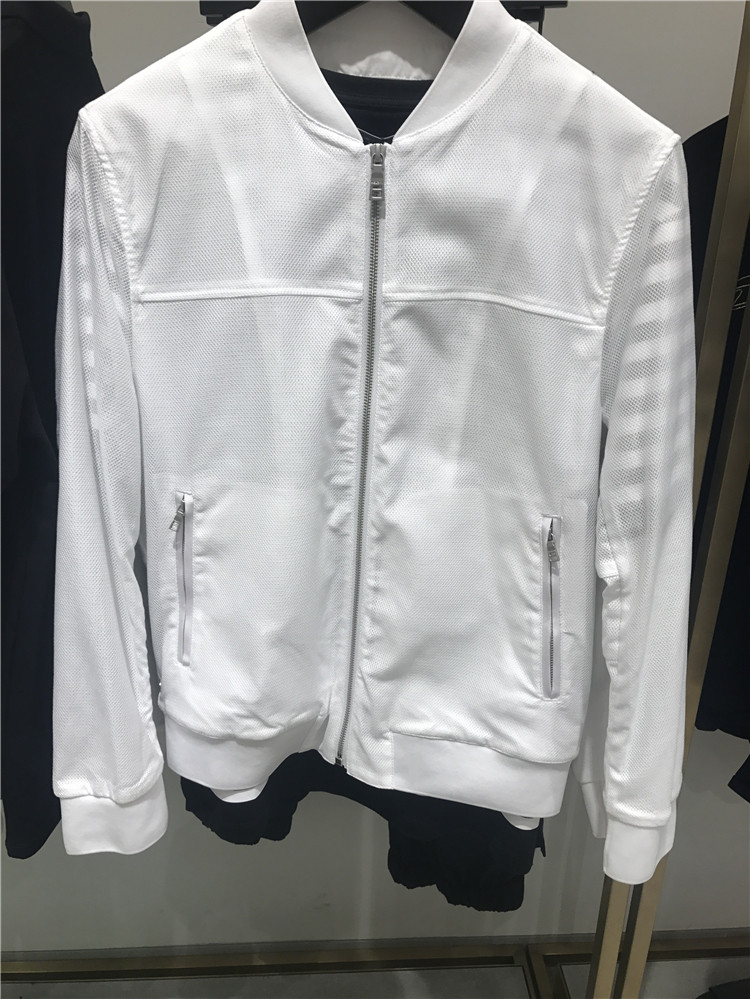  MECITY men's clothing new men's pure color hemed mesh baseball collar eggplant jacket 530407