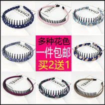 Korean hair hoop wash face with teeth non-slip wide edge adult fabric headgear hoop simple versatile hair card headband female