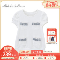 Ligao Pyrene Bear Spring Summer New Girl Baby Skin Sleeved Girl Fashion Round T-shirt Children's Dominee costume