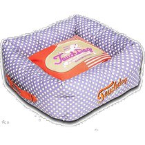Touchdog Polka-Striped Designer Premium Square Dog Bed - Orange Lilac