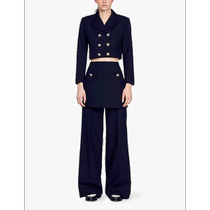 Hong Kong direct mail trendy luxury Sandro womens button-embellished short wool blend twill blazer