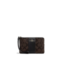 US Direct Mail Coach Iconic Canvas Corner Zipper Wristband Gold Brown Black