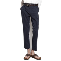Korean direct mail THE-ABON mens basic linen span 9 4 pants navy blue
