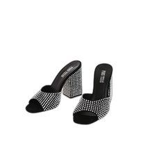 Paris Texas All-Rhinestone Suede Holly Anja Mules 10 5cm - Black