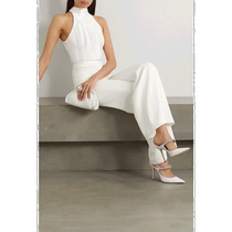 Hong Kong direct mail trendy luxury GALVAN Womens Panarea pleated metal silk crepe halter neck jumpsuit BR