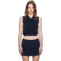 Hong Kong direct mail fashion luxury SPORTY RICH womens navy blue Serif Logo vest WS032