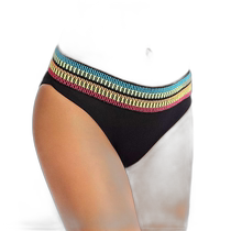 peixotoZoni High Waist Full Bikini Bottom (Black) - Black (American Outlet) Straight Hair