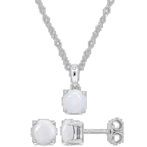 Mimi Max 1 4 5 Carat TGW Opal 2 Piece Pendant Chain and Sterling Silver Earrings -