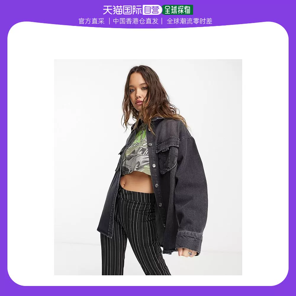 Гонконгская прямый почтовый поставка Tide Luxury ASOS шекет дизайн джинсовый рабочий карман стирка черная куртка