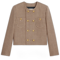 Hong Kong direct mail trendy luxury Celine womens CHELSEA double layer houndstooth wool jacket 236D