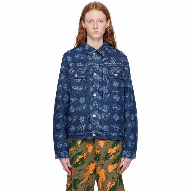 Куртка для йоги 香港直邮潮奢 billionaire boys club 女士海军蓝印花牛仔夹克