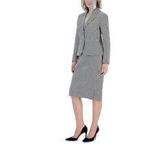 le suit womens houndstooth professional two-button suit - black ivory (American outlet) straight hair