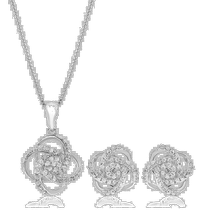 max stone1 4 CT TW sterling silver diamond love knot gift set with 18 box chain
