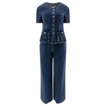 Hong Kong direct mail trendy luxury Self-Portrait womens denim button jumpsuit AW24816JS